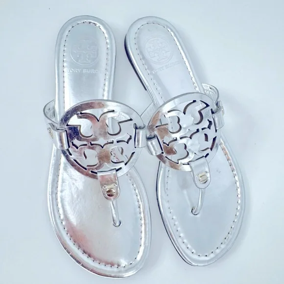 Tory Burch Miller Sandals Silver Metallic - Picture 5 of 9